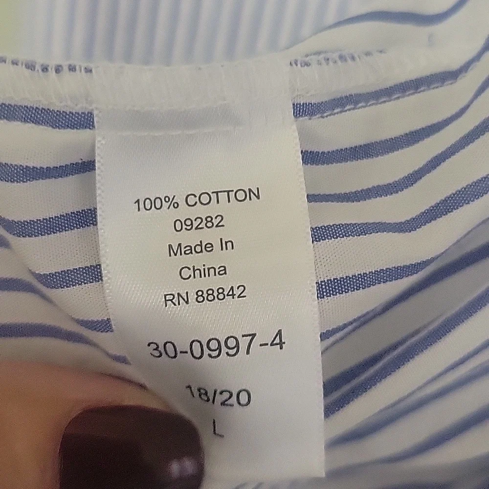 Blue Striped Women Shirt with Embroidery - Picture 5 of 6